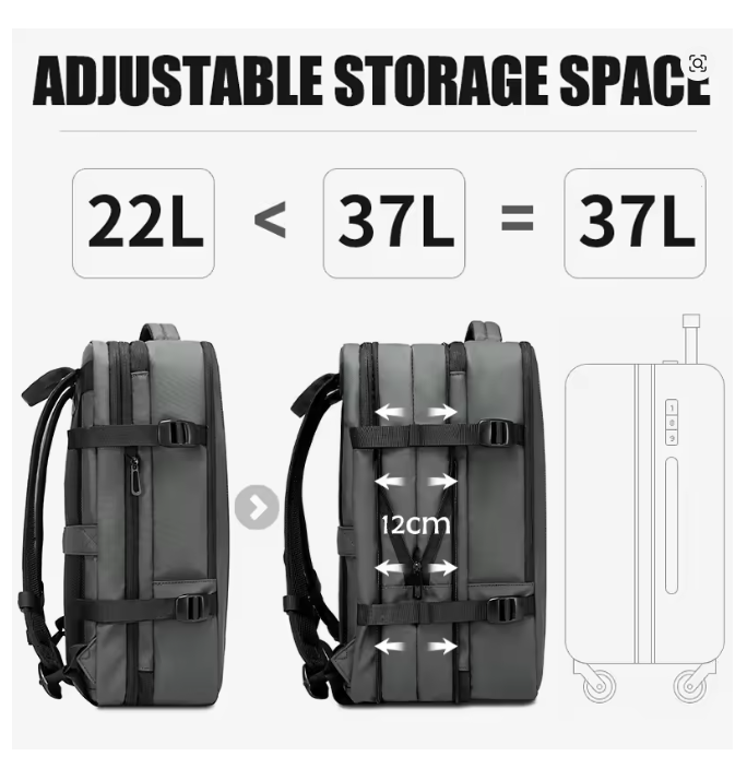 BANGE 17.3” Waterproof Laptop Backpack – Aesthetic Expandable Business, School & Travel Bag with USB Charging Port, Large Capacity for Men