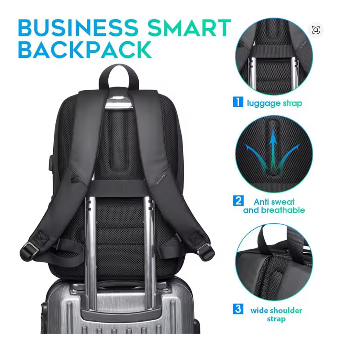 BANGE 15.6” Waterproof Laptop Backpack with USB Charging Port – Multifunctional Travel, Business, Hiking & School Bag for Men