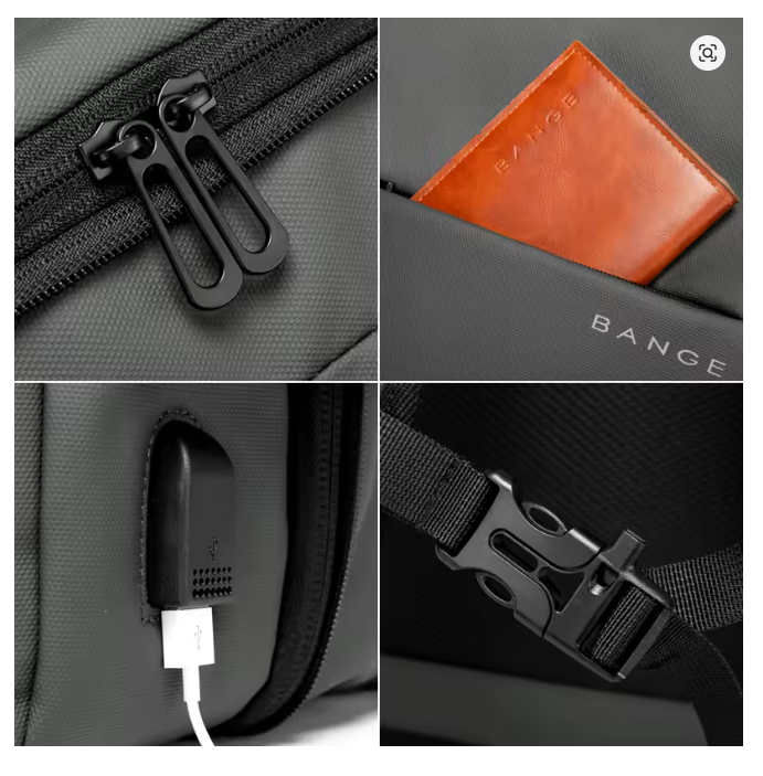 BANGE 17.3” Waterproof Laptop Backpack – Aesthetic Expandable Business, School & Travel Bag with USB Charging Port, Large Capacity for Men