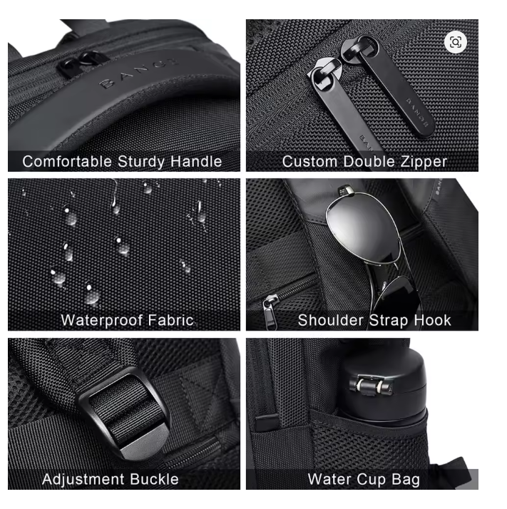 BANGE 15.6” Waterproof Laptop Backpack with USB Charging Port – Multifunctional Travel, Business, Hiking & School Bag for Men