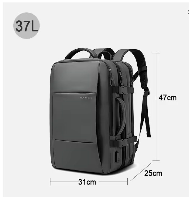 BANGE 17.3” Waterproof Laptop Backpack – Aesthetic Expandable Business, School & Travel Bag with USB Charging Port, Large Capacity for Men