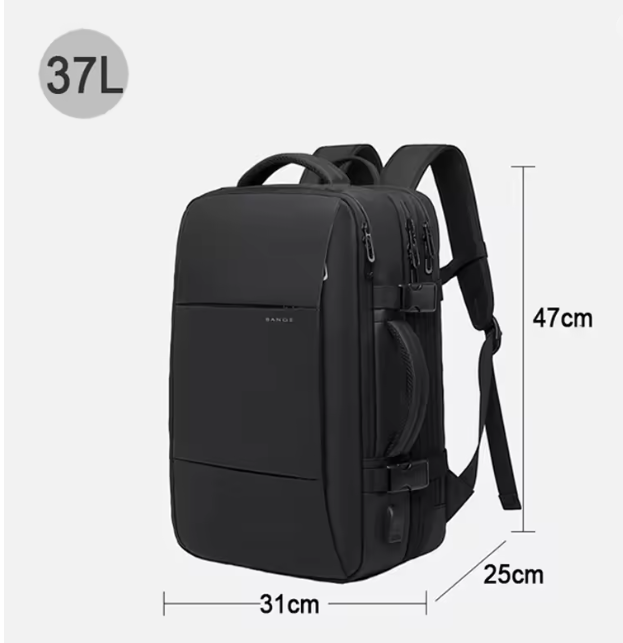 BANGE 17.3” Waterproof Laptop Backpack – Aesthetic Expandable Business, School & Travel Bag with USB Charging Port, Large Capacity for Men