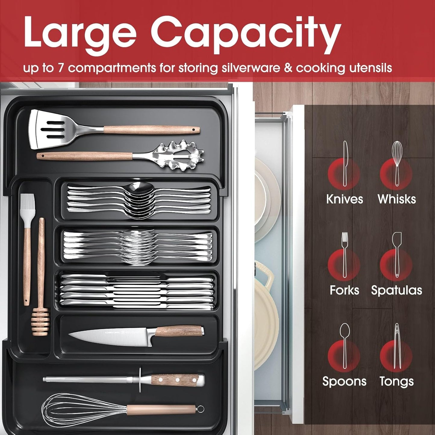 Silverware Organizer - Expandable Kitchen Drawer Organizer