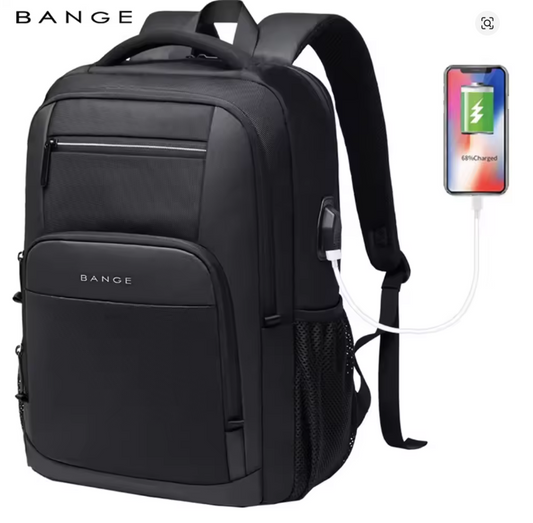 BANGE 15.6” Waterproof Laptop Backpack with USB Charging Port – Multifunctional Travel, Business, Hiking & School Bag for Men