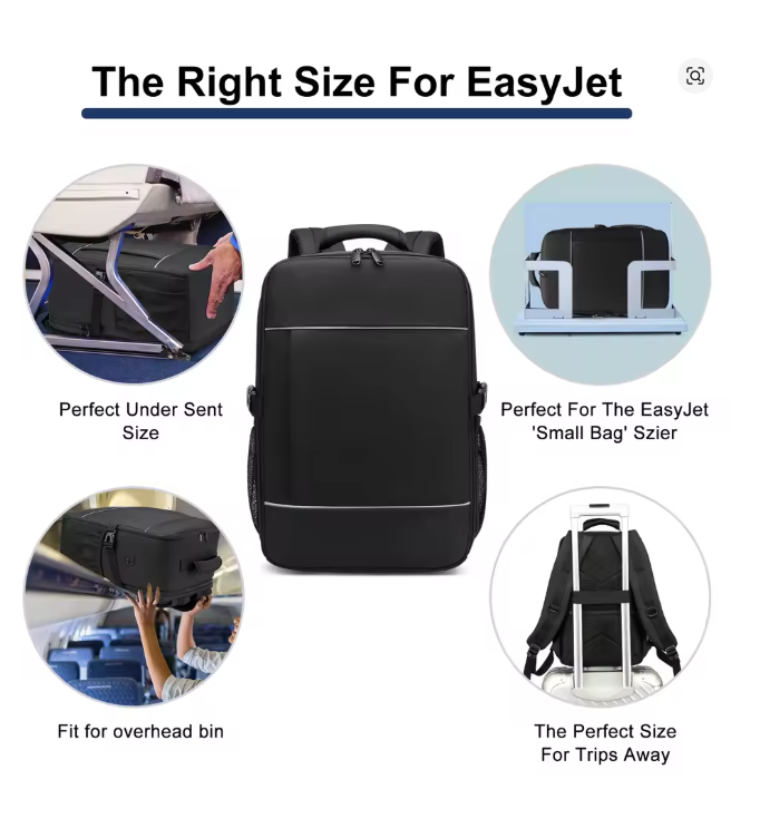 40x20x25 Ryanair Cabin Size Backpack – Waterproof 15.6” Laptop Travel Bag with Night Reflective Strip, Unisex Carry-On School & Business Mochila