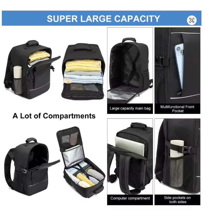 40x20x25 Ryanair Cabin Size Backpack – Waterproof 15.6” Laptop Travel Bag with Night Reflective Strip, Unisex Carry-On School & Business Mochila