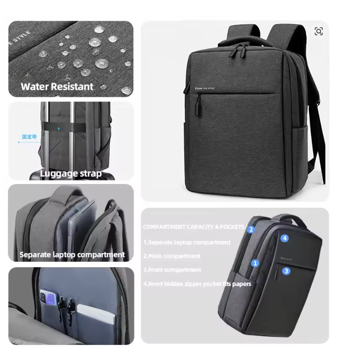 40L Laptop Backpack – Waterproof 17” Travel Rucksack with USB Charging Port & Luggage Sleeve, Durable College & Business Bag for Men & Women