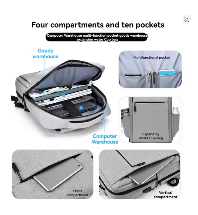 40L Laptop Backpack – Waterproof 17” Travel Rucksack with USB Charging Port & Luggage Sleeve, Durable College & Business Bag for Men & Women
