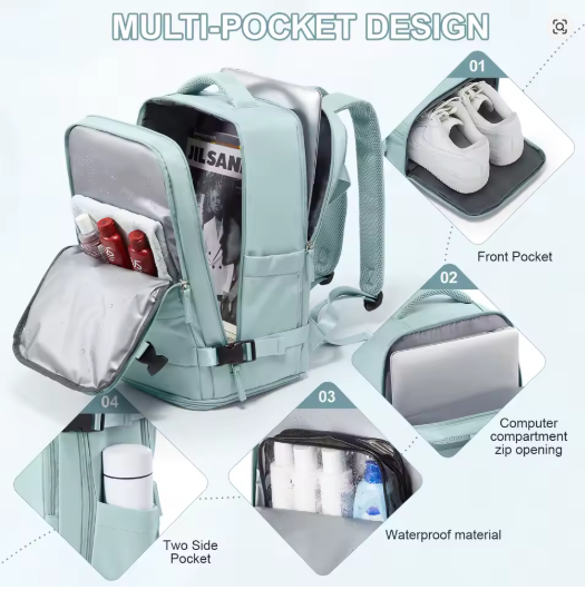 Waterproof Travel Backpack 40x20x25 – Cabin Size Carry-on Hand Luggage Bag for Men & Women (Business, College & Airplane Approved)