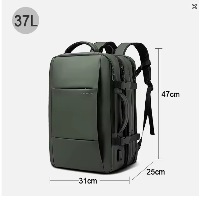 BANGE 17.3” Waterproof Laptop Backpack – Aesthetic Expandable Business, School & Travel Bag with USB Charging Port, Large Capacity for Men