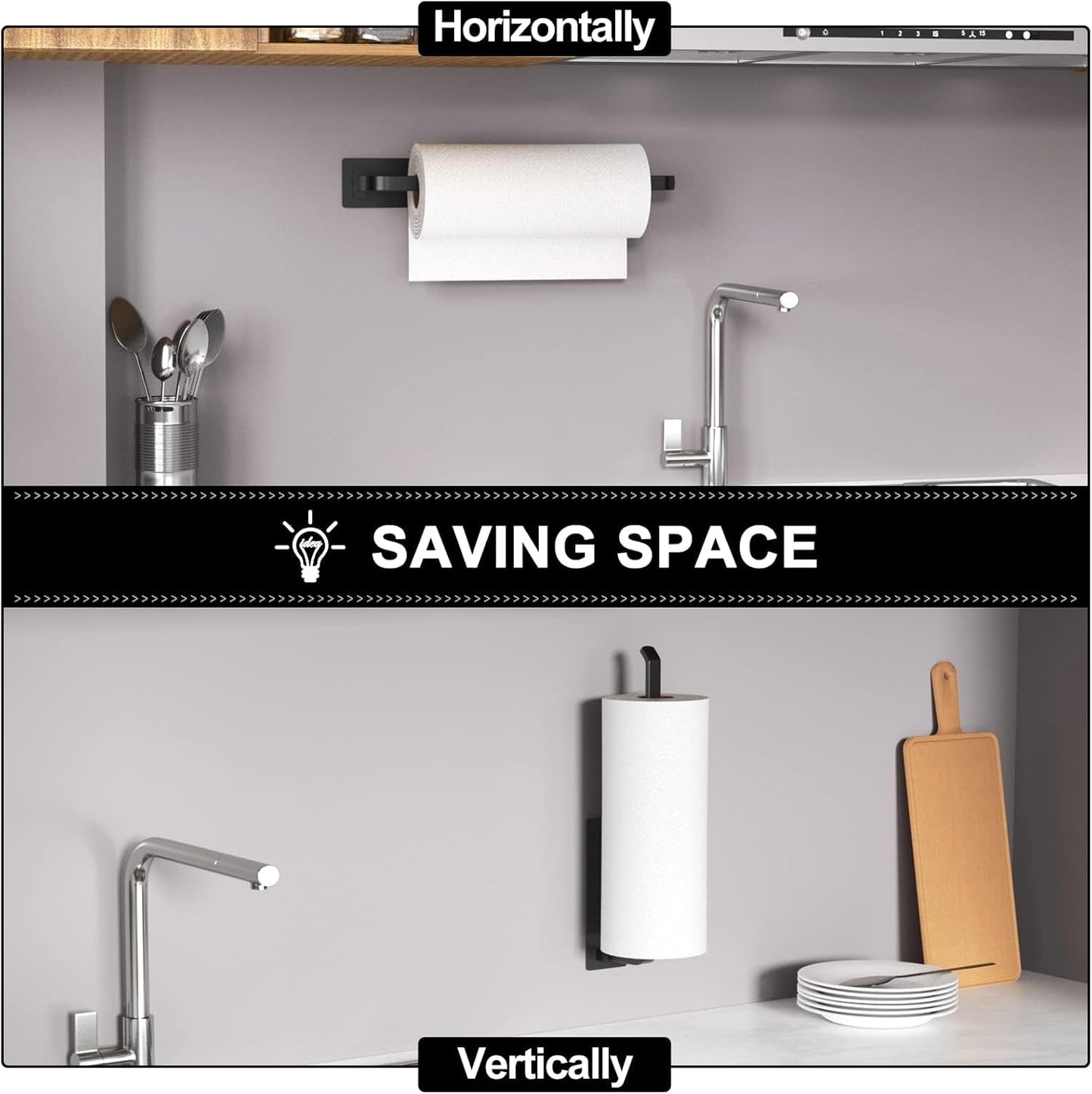 Paper Towel Holder - Self-Adhesive or Drilling