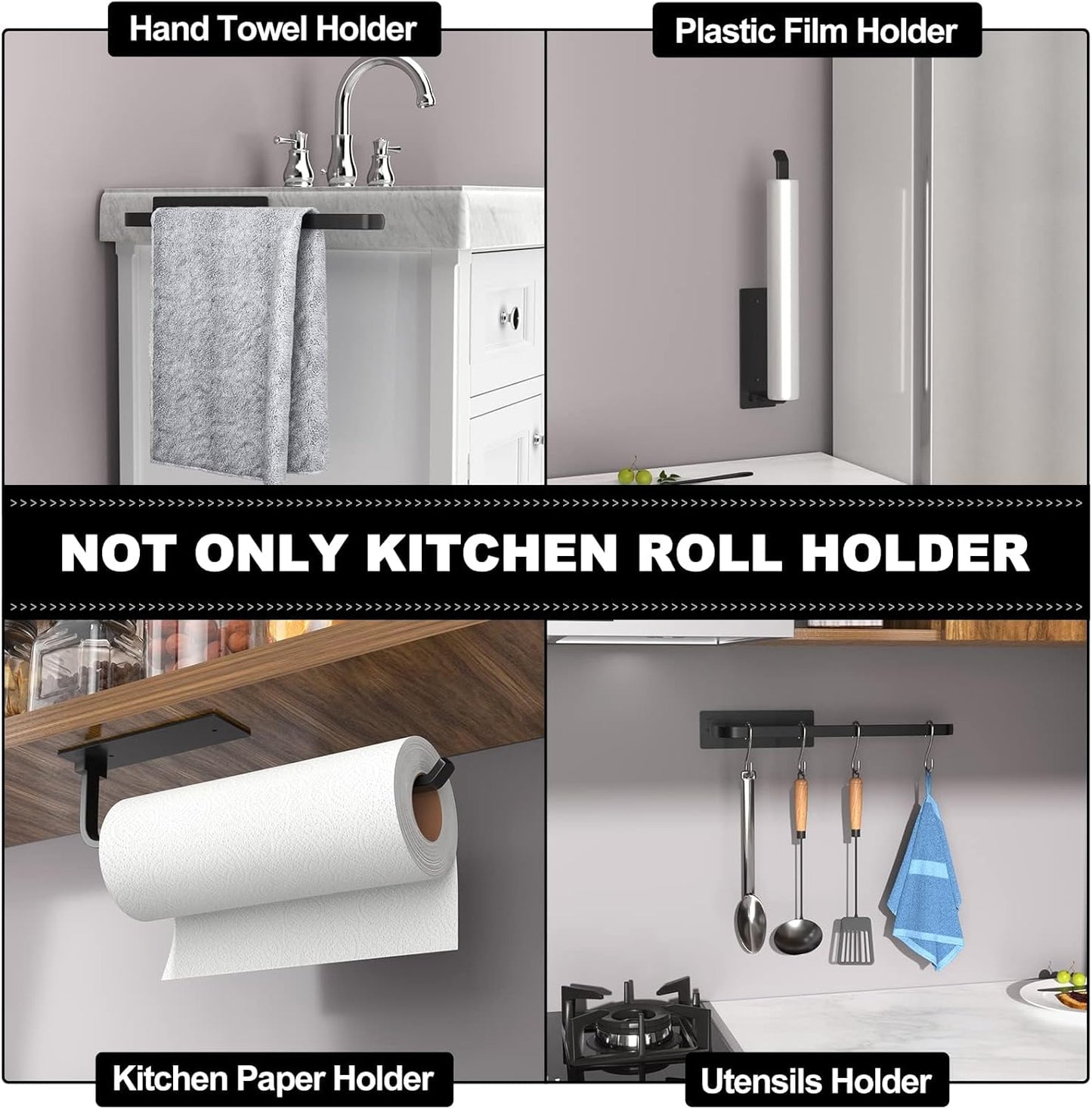 Paper Towel Holder - Self-Adhesive or Drilling