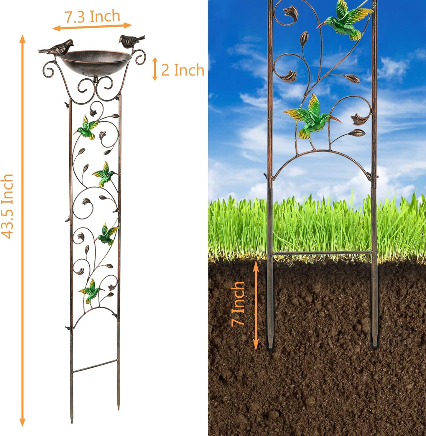 Garden Trellis Bird Bath Outdoor