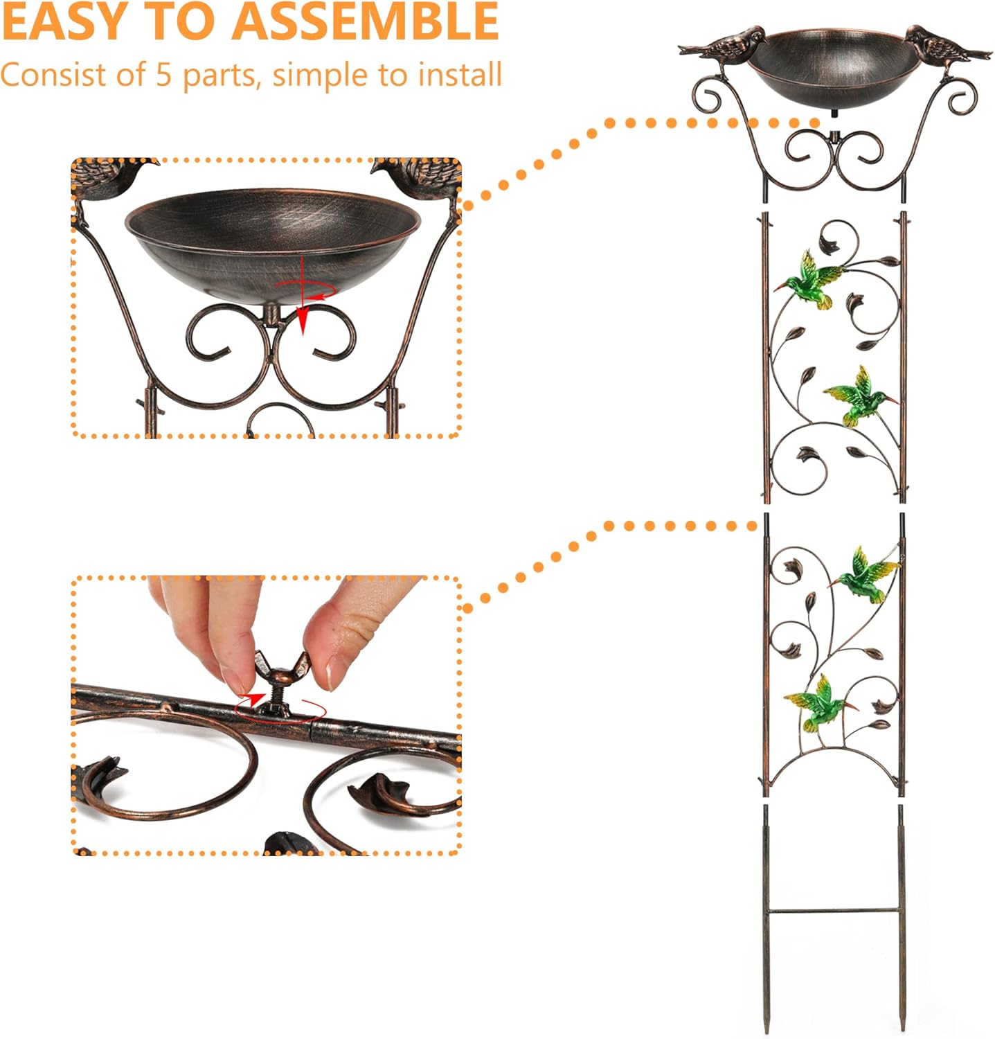 Garden Trellis Bird Bath Outdoor