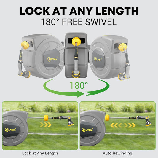 Retractable Garden Hose Reel, 1/2 in x 110 ft