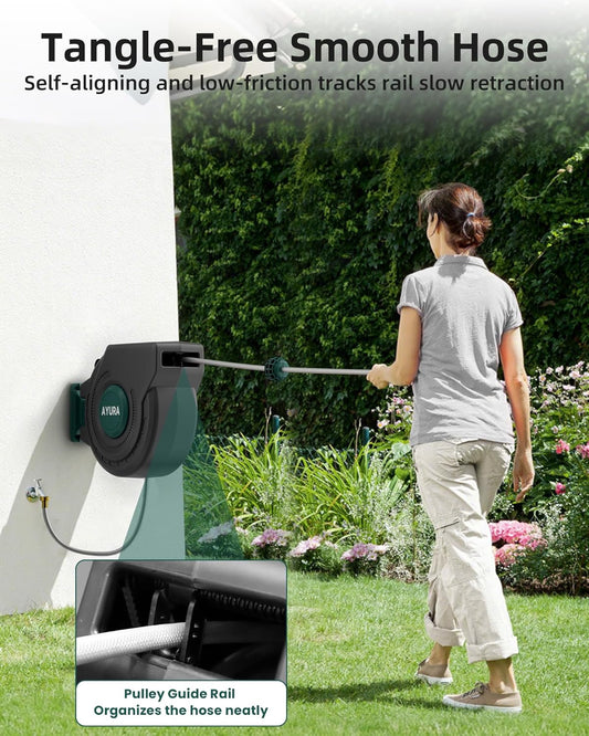 Retractable Garden Hose Reel 100 ft x 1/2 inch