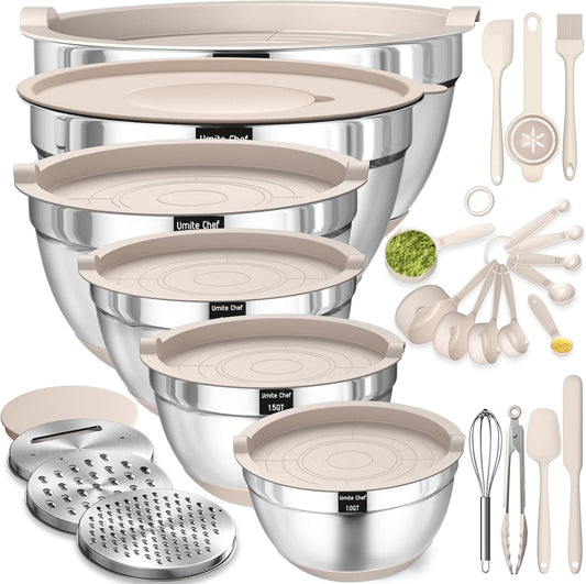 Mixing Bowls with Airtight Lids Set, Stainless Steel