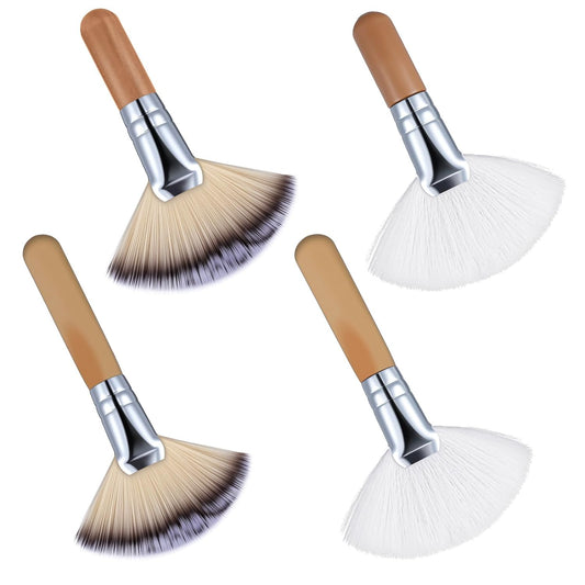 4PCS Fluffy Facial Brushes Esthetician,Soft Fluffy Fan Brushes