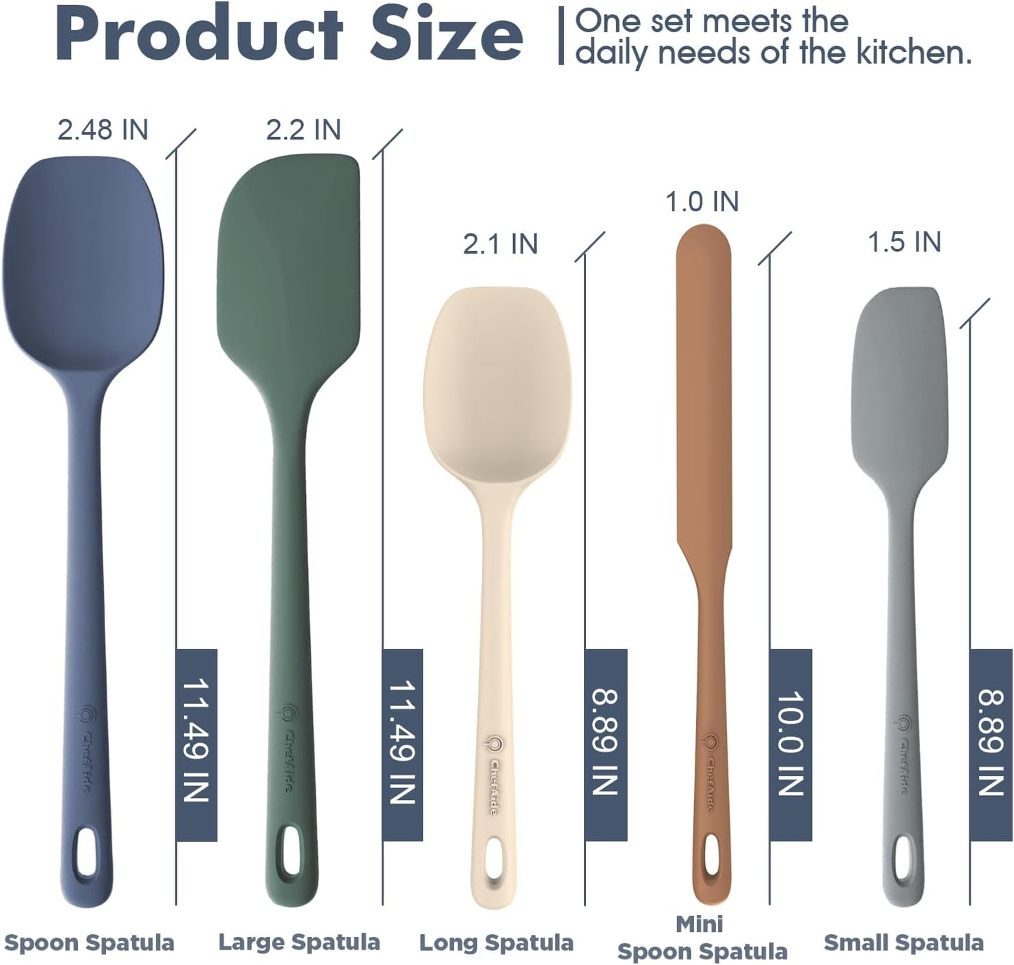 5 Pieces Silicone Spatula Set, Food Grade Rubber Spatula