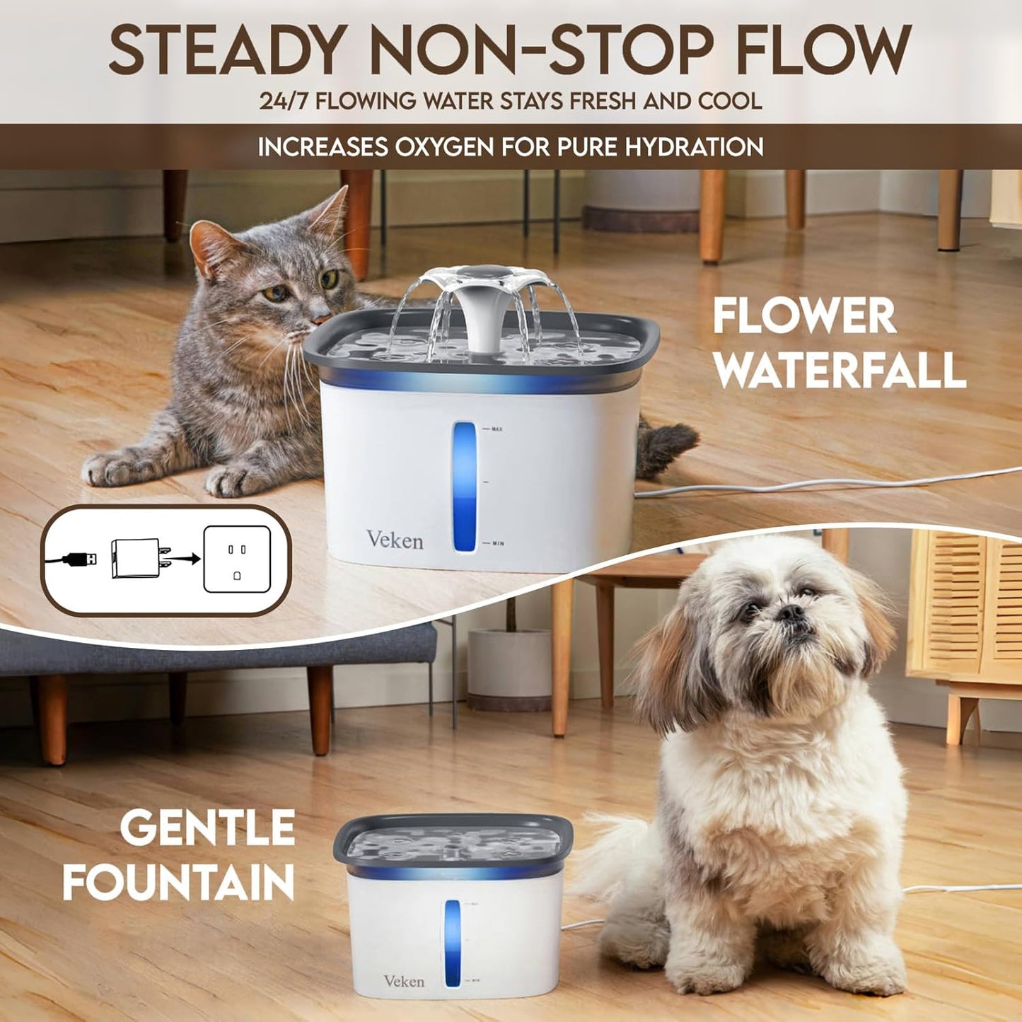 Innovation Award Winner 95oz/2.8L Pet Fountain, Automatic Cat Water Fountain